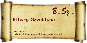 Bihary Szvetlana névjegykártya